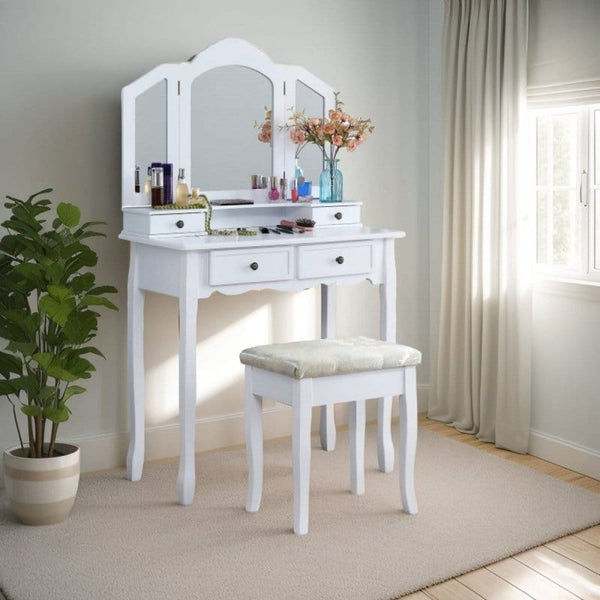 Small Trifold Mirrored Makeup Vanity2On-Trend