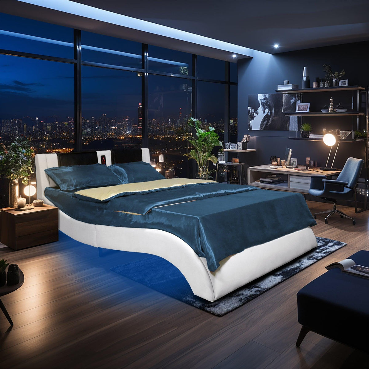 mattress xperts Miami Modern Queen Bed with LED, Speaking USB Miami Modern Queen Bed with LEDs, Speaker USB Mattress-Xperts-Florida