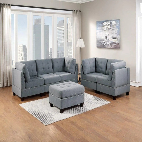 6 Pc Grey Living Room Sofa Set3Acme