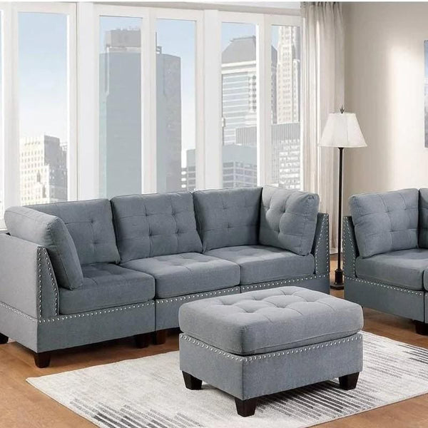 6 Pc Grey Living Room Sofa Set1Acme