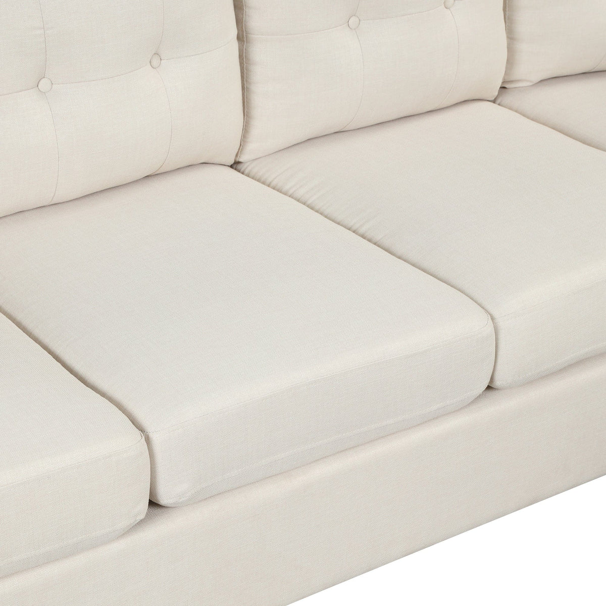 mattress xperts Modern Linen Sofa with Chaise Modern Linen Beige L-Shape Sectional Sofa  Mattress-Xperts-Florida