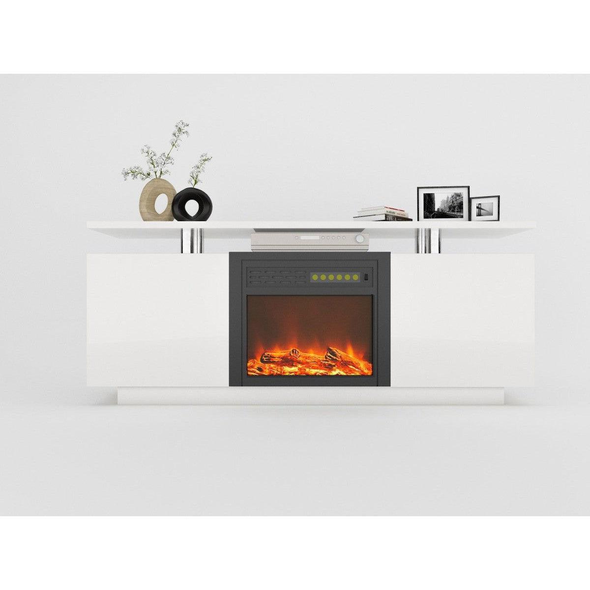 mattress xperts Modern White Glossy Tv Stand with Fireplace Mattress-Xperts-Florida