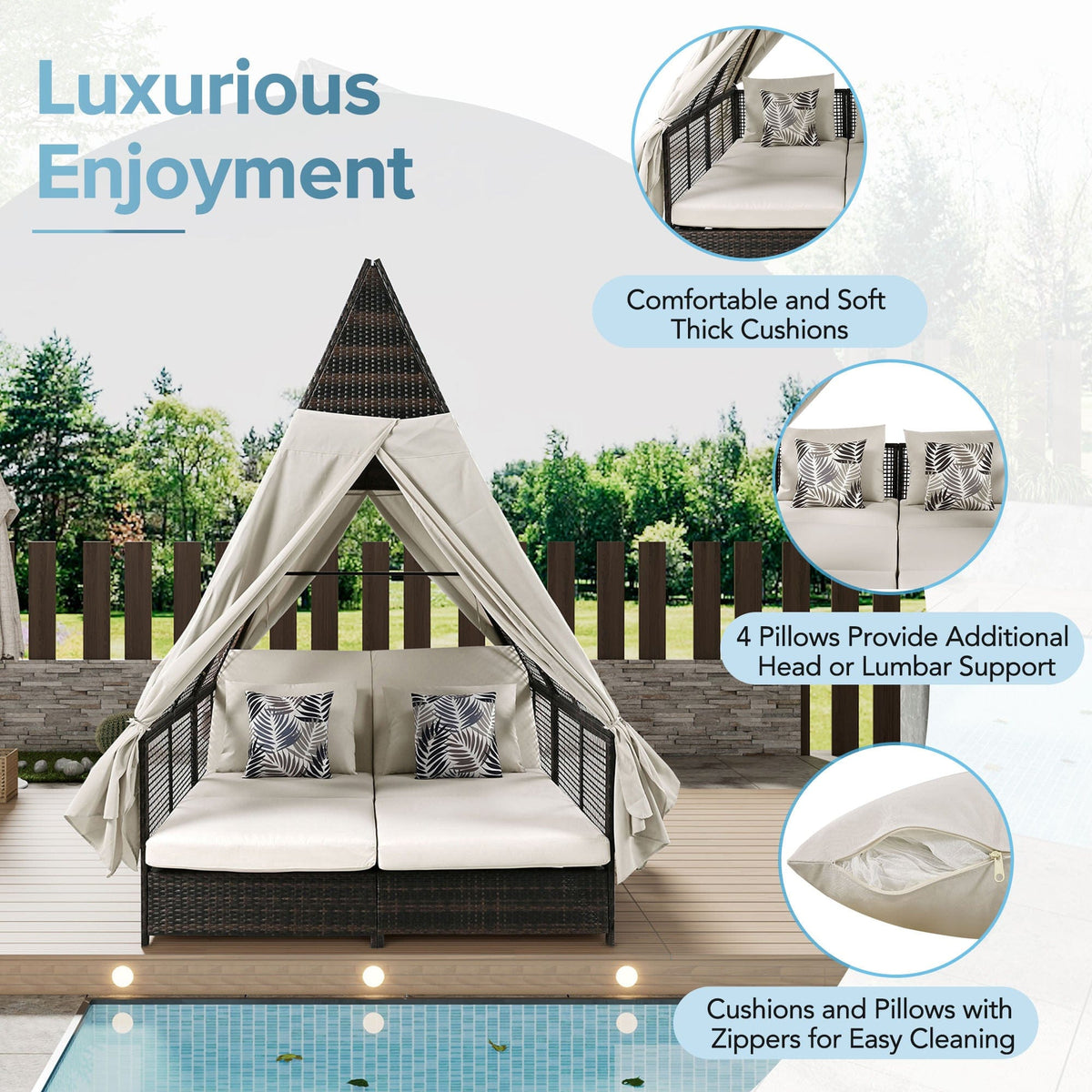 Go Furniture Outdoor Daybed Patio Lounge Canopy Bed Mattress-Xperts-Florida