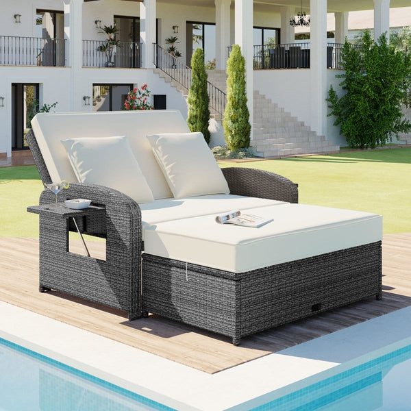 2 Person Outdoor Daybed with Built-in Tables1Topmaxx
