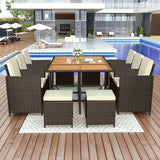 Outdoor 11 Pc Large Dining Set with Storage & Cushions2Topmaxx