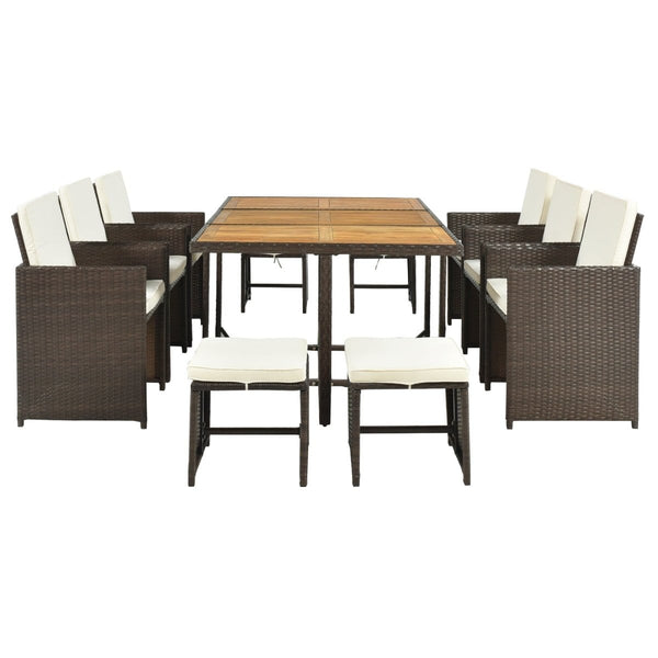 Outdoor 11 Pc Large Dining Set with Storage & Cushions6Topmaxx