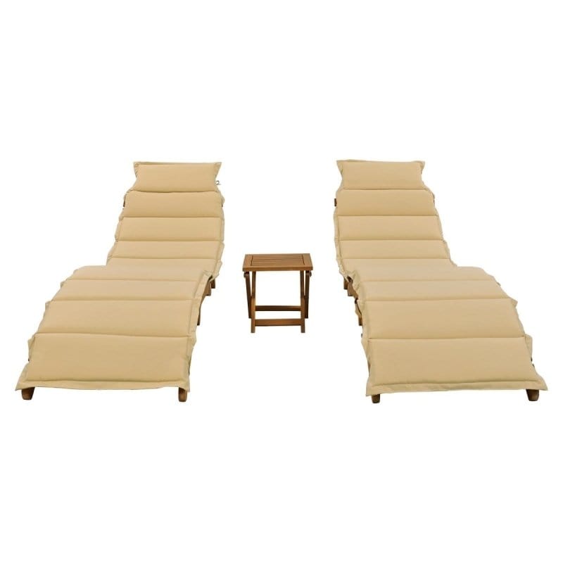 Outdoor Chaise Lounge Set with Foldable table6DTYStore