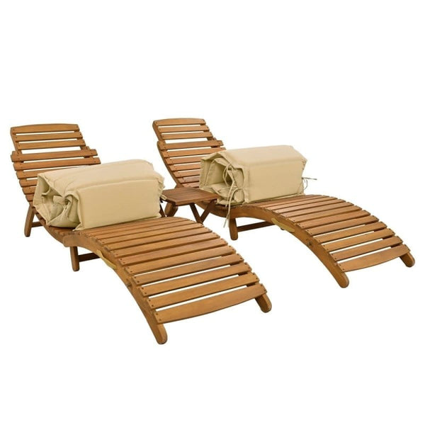 Outdoor Chaise Lounge Set with Foldable table10DTYStore