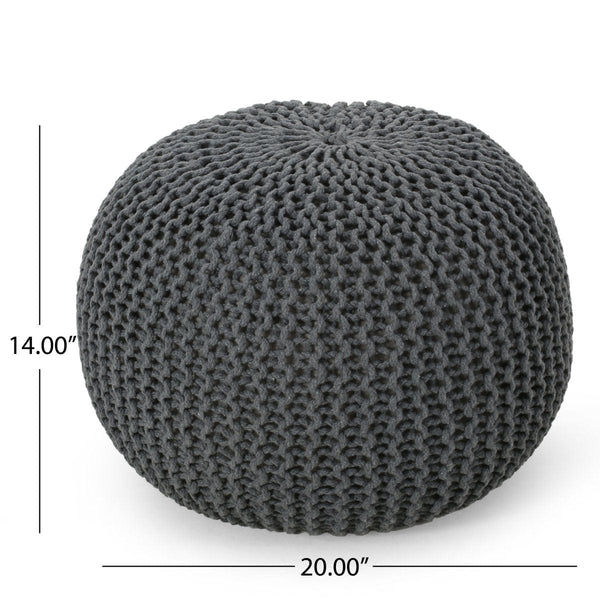 Gray Knitted Cotton Round Pouf | USA Product2Bazara