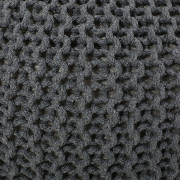 Gray Knitted Cotton Round Pouf | USA Product3Bazara