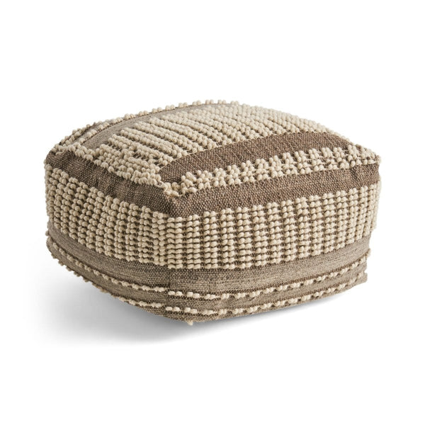 Indoor Wool and Cotton Large Pouf, Brown2Bazara