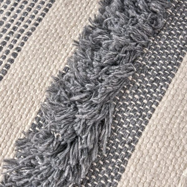 Ivory Grey Yarn Large Pouf | Made in USA5Bazara