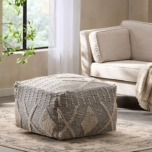 Large Handcrafted Faux Yarn Pouf | Made in USA1Bazara