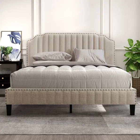 queen-upholstered-beige-bed-tufted-mattress-xperts-sale-delray-beach