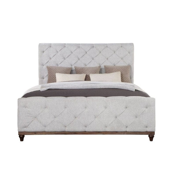 Queen Reclaimed Wood Upholstered Bed2Acme