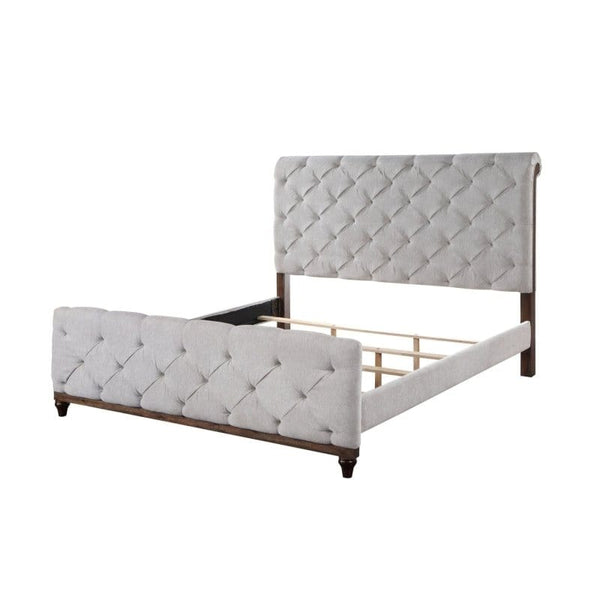 Queen Reclaimed Wood Upholstered Bed4Acme