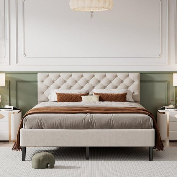 Queen Size Linen Upholstered Bed3Acme