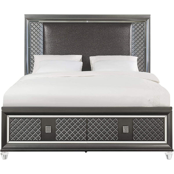 Modern Grey & Metallic Bed | Queen Size1Acme