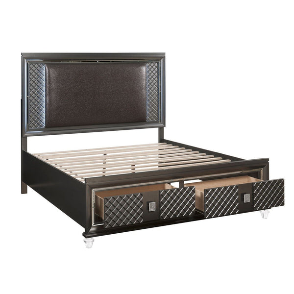 Modern Grey & Metallic Bed | Queen Size3Acme