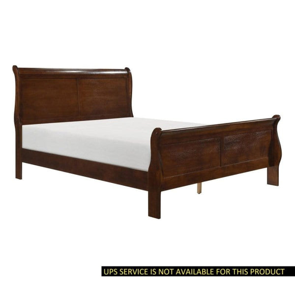 Queen Sleigh Bed in Cherry Finish3mattress xperts