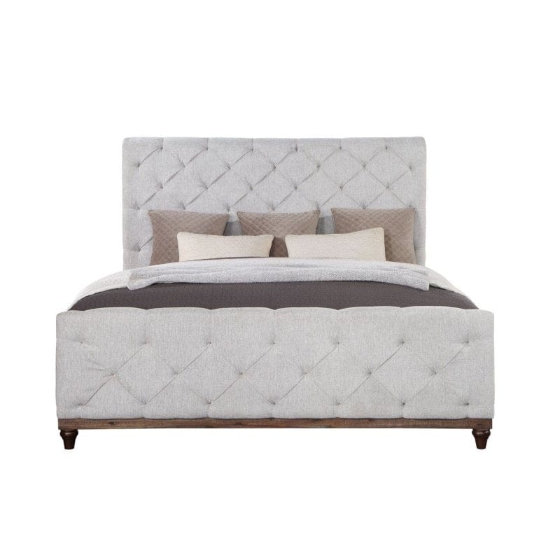 Acme Queen Reclaimed Wood Upholstered Bed Queen Upholstered Reclaimed Oak Bed Mattress-Xperts-Florida