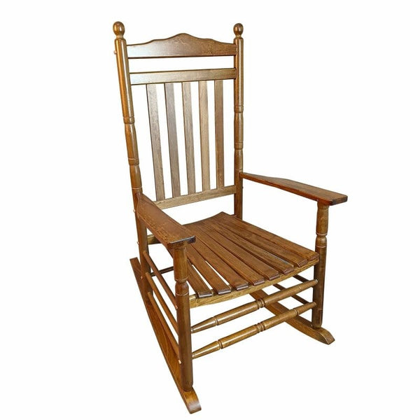 Leisure Home Products Rocking Chair | Oak Wood Finish with Slatted Back Rocking Chair | Outdoor Porch Seating  Mattress-Xperts-Florida