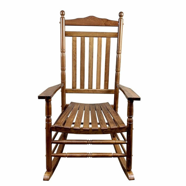 Leisure Home Products Rocking Chair | Oak Wood Finish with Slatted Back Rocking Chair | Outdoor Porch Seating  Mattress-Xperts-Florida