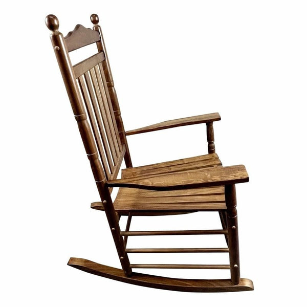 Leisure Home Products Rocking Chair | Oak Wood Finish with Slatted Back Rocking Chair | Outdoor Porch Seating  Mattress-Xperts-Florida