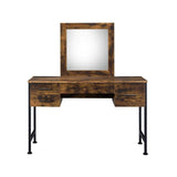 Acme Rustic Oak  Black Vanity Desk with Mirror Mattress-Xperts-Florida