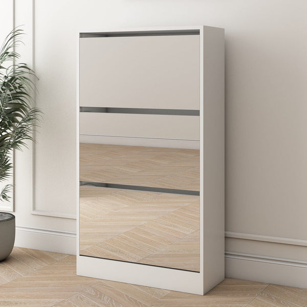 Narrow Shoe Storage Cabinet with Mirror1FurnisHome Gallery