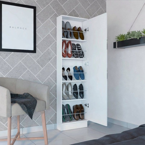 Acme Unique White Tall Shoe Cabinet with Mirror - Unique White Tall Shoe Cabinet with Mirror - Mattress-Xperts-Florida
