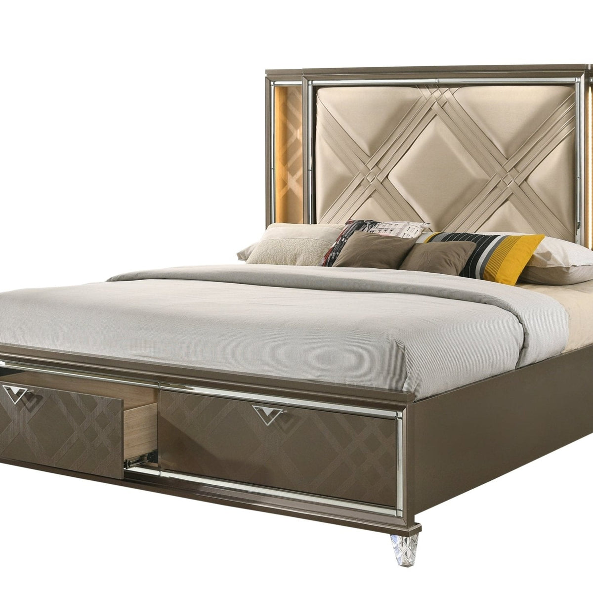 Acme Skylar Modern Full Bed w/Storage and LED Lights Mattress-Xperts-Florida