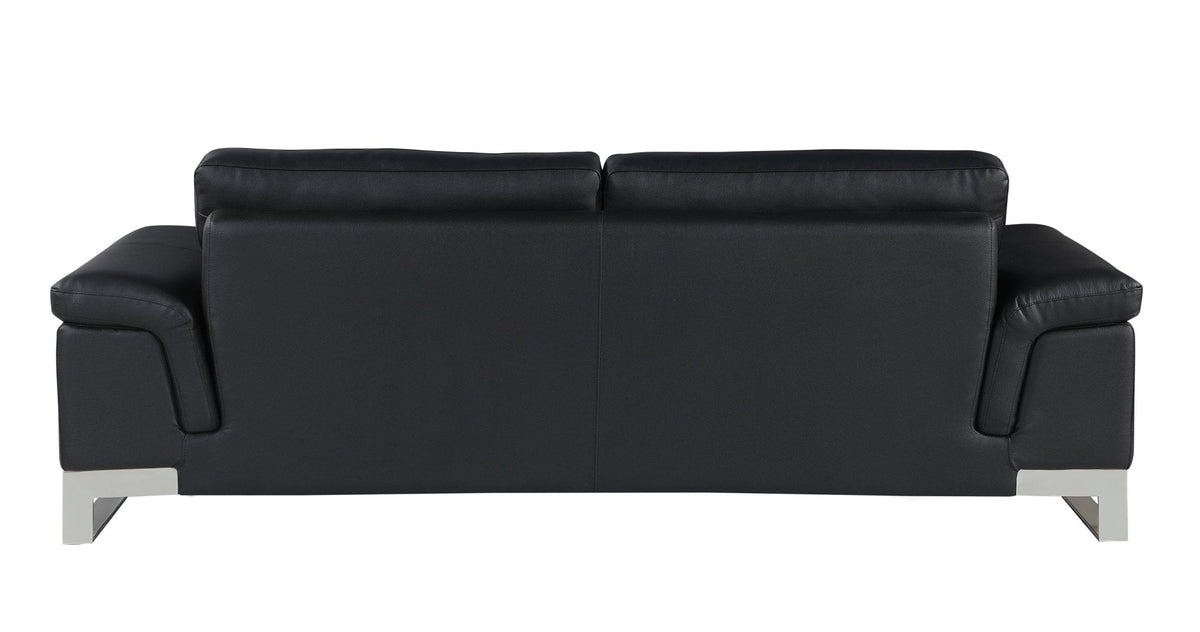 Global United Sleek Black Italian Leather Sofa Mattress-Xperts-Florida