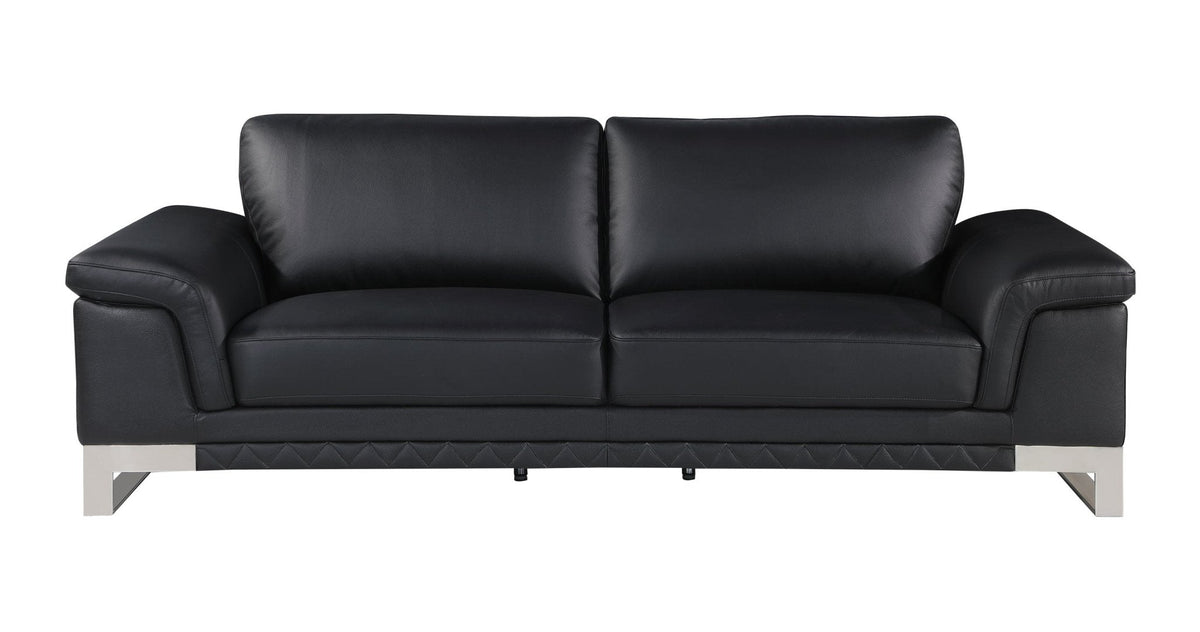 Global United Sleek Black Italian Leather Sofa Mattress-Xperts-Florida