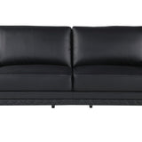 Global United Sleek Black Italian Leather Sofa Mattress-Xperts-Florida