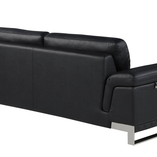 Global United Sleek Black Italian Leather Sofa Mattress-Xperts-Florida