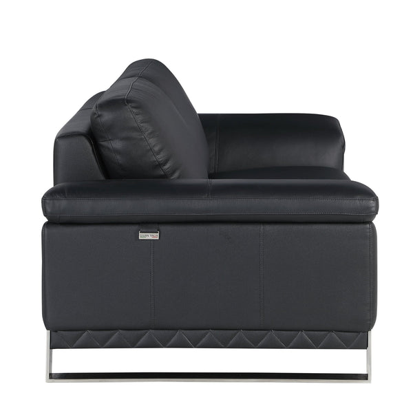 Global United Sleek Black Italian Leather Sofa Mattress-Xperts-Florida