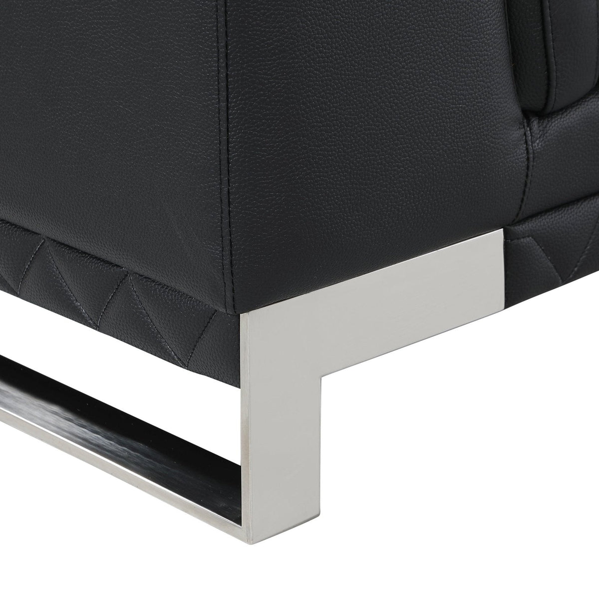 Global United Sleek Black Italian Leather Sofa Mattress-Xperts-Florida