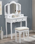 On-Trend Small Trifold Mirrored Makeup Vanity Small White Trifold Makeup Vanity with Drawers Mattress-Xperts-Florida