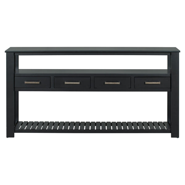 Black Modern Sofa Table - 3 Tier Shelves4Ustyle