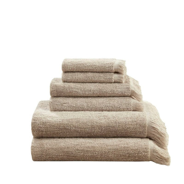 JLA Luxury Fringed Tan Cotton- 6 pc Towel Set Mattress-Xperts-Florida