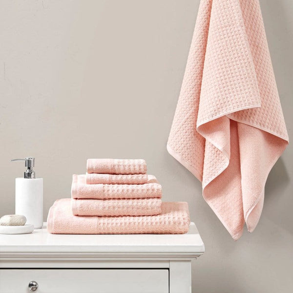 JLA Luxury Waffle Towel 6 Set-Pink Pink Luxurious Soft Bath Towel Set | 100% Cotton Waffle  Mattress-Xperts-Florida