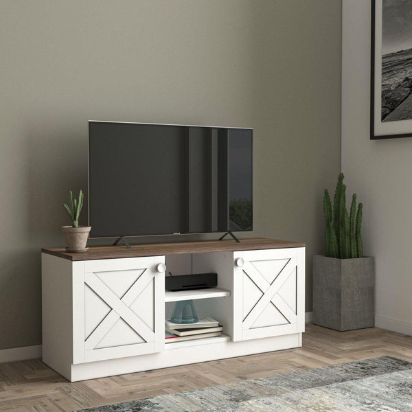 Coastal White Wood TV stand2Mattress Xperts