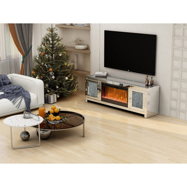 Mirrored TV Stand and Fireplace3Mattress Xperts