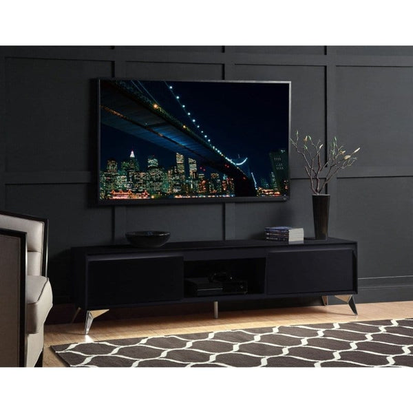 Sleek Black TV Stand with Chrome Finish1Acme