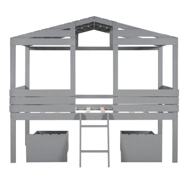 Twin low Loft Bed in Grey3DTYStore