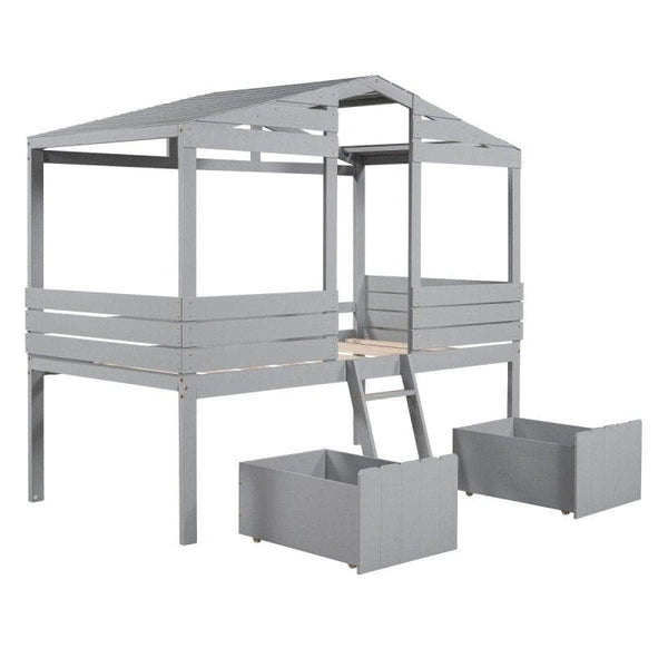 Twin low Loft Bed in Grey4DTYStore