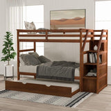 DTYStore Twin-Over-Twin Bunk Bed with Trundle Twin Trundle Bed | Toddler, Natural Oak Finish  Mattress-Xperts-Florida