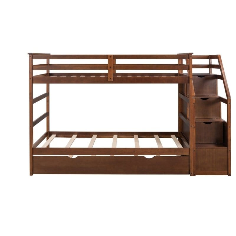 DTYStore Twin-Over-Twin Bunk Bed with Trundle Twin Trundle Bed | Toddler, Natural Oak Finish  Mattress-Xperts-Florida