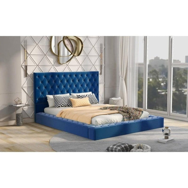 Mattress Xperts  Upholstered Blue Modern Bed Queen Size Upholstered Bed - Blue   Mattress-Xperts-Florida